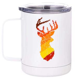 Pixelated Art Deer Hunting Sunset 12 oz Stainless Steel Tumbler Cup