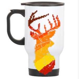 Pixelated Art Deer Hunting Sunset Stainless Steel Travel Mug