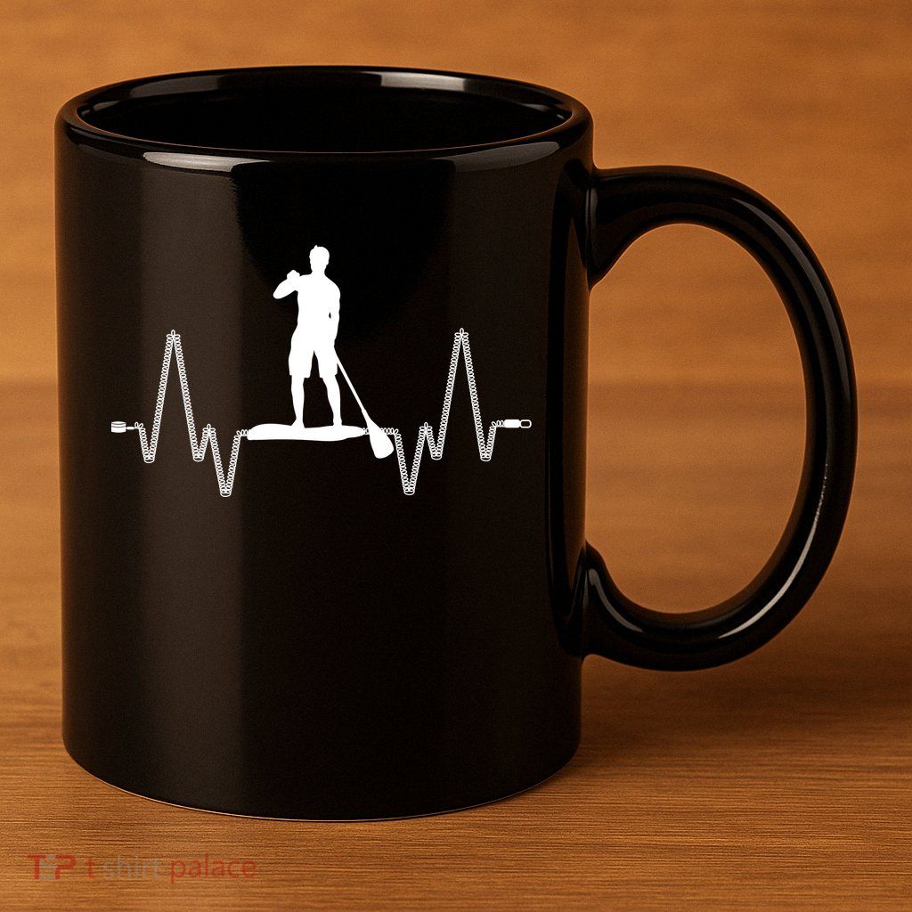 Paddle Board Heartbeat 11oz C Handle Ceramic Mug