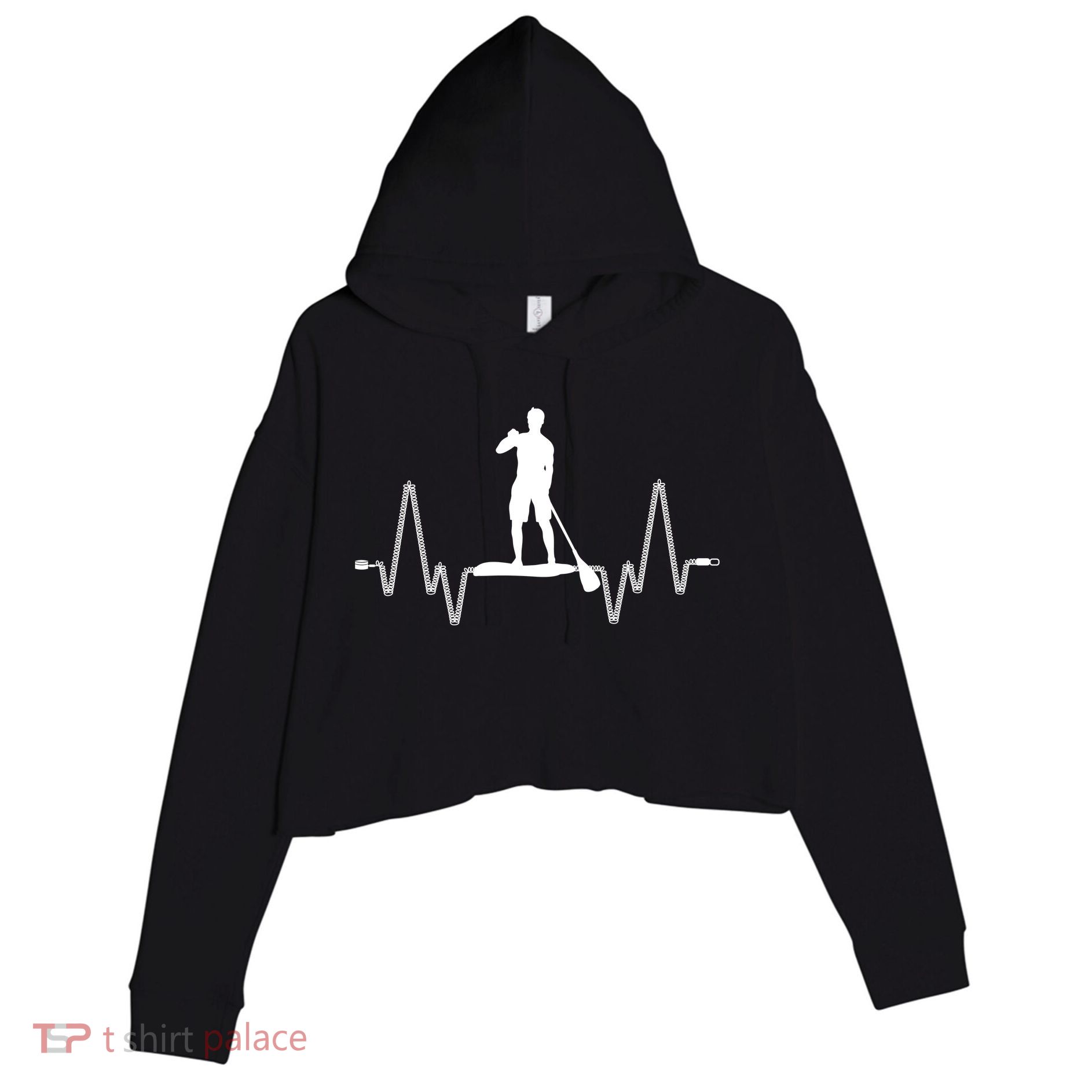 Paddle Board Heartbeat Crop Fleece Hoodie