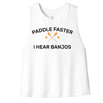 Paddle Faster I Hear Banjos Women's Racerback Cropped Tank