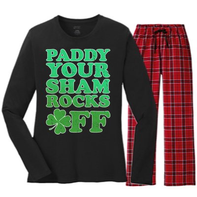 Paddy Your Shamrocks Off Clover Women's Long Sleeve Flannel Pajama Set 