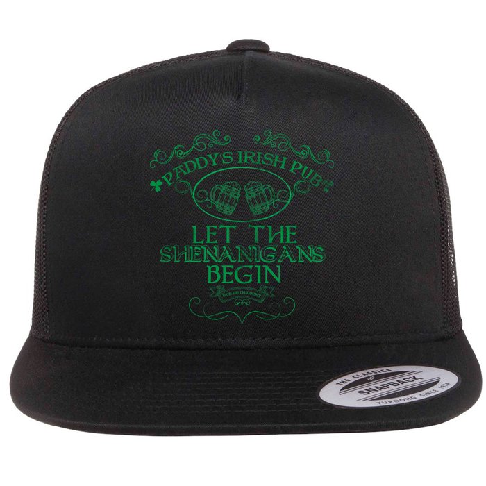 Paddy's Irish Pub Let The Shenanigans Begin Flat Bill Trucker Hat