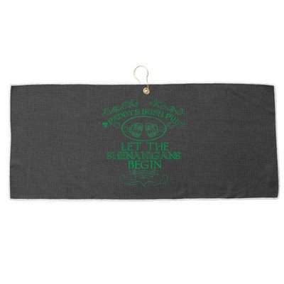 Paddy's Irish Pub Let The Shenanigans Begin Large Microfiber Waffle Golf Towel