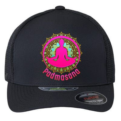 Padmasana Yoga Lotus Pose Flexfit Unipanel Trucker Cap