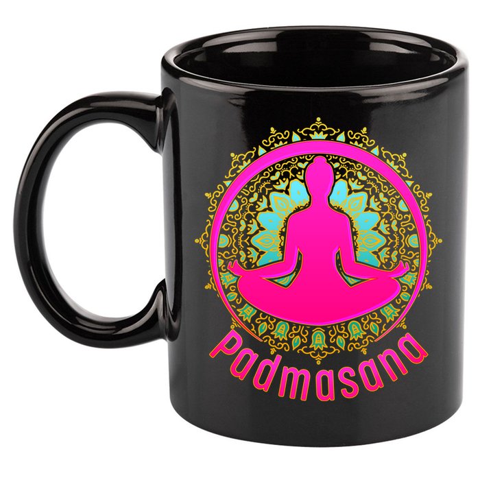 Padmasana Yoga Lotus Pose 11oz C Handle Ceramic Mug