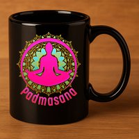 Padmasana Yoga Lotus Pose 11oz C Handle Ceramic Mug
