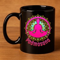 Padmasana Yoga Lotus Pose 11oz C Handle Ceramic Mug