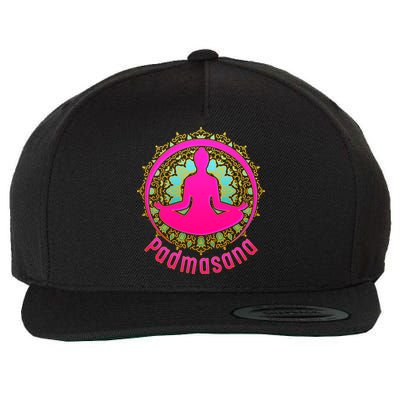 Padmasana Yoga Lotus Pose Wool Snapback Cap