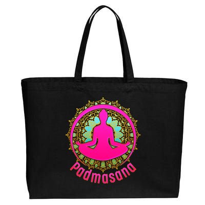 Padmasana Yoga Lotus Pose Cotton Canvas Jumbo Tote