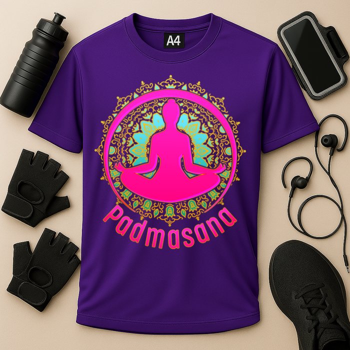 Padmasana Yoga Lotus Pose Cooling Performance Crew T-Shirt