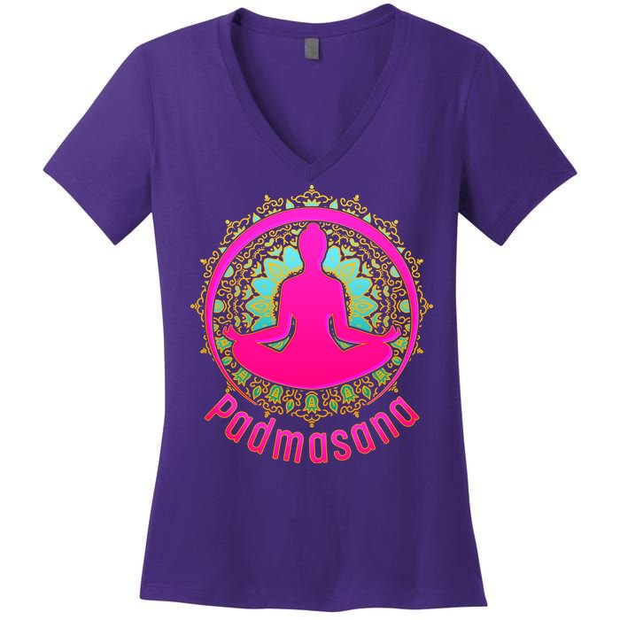 Padmasana Yoga Lotus Pose Women's V-Neck T-Shirt