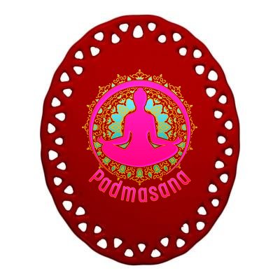 Padmasana Yoga Lotus Pose Ceramic Oval Ornament