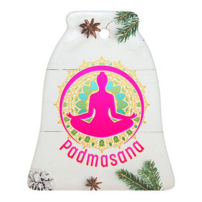 Padmasana Yoga Lotus Pose Ceramic Bell Ornament