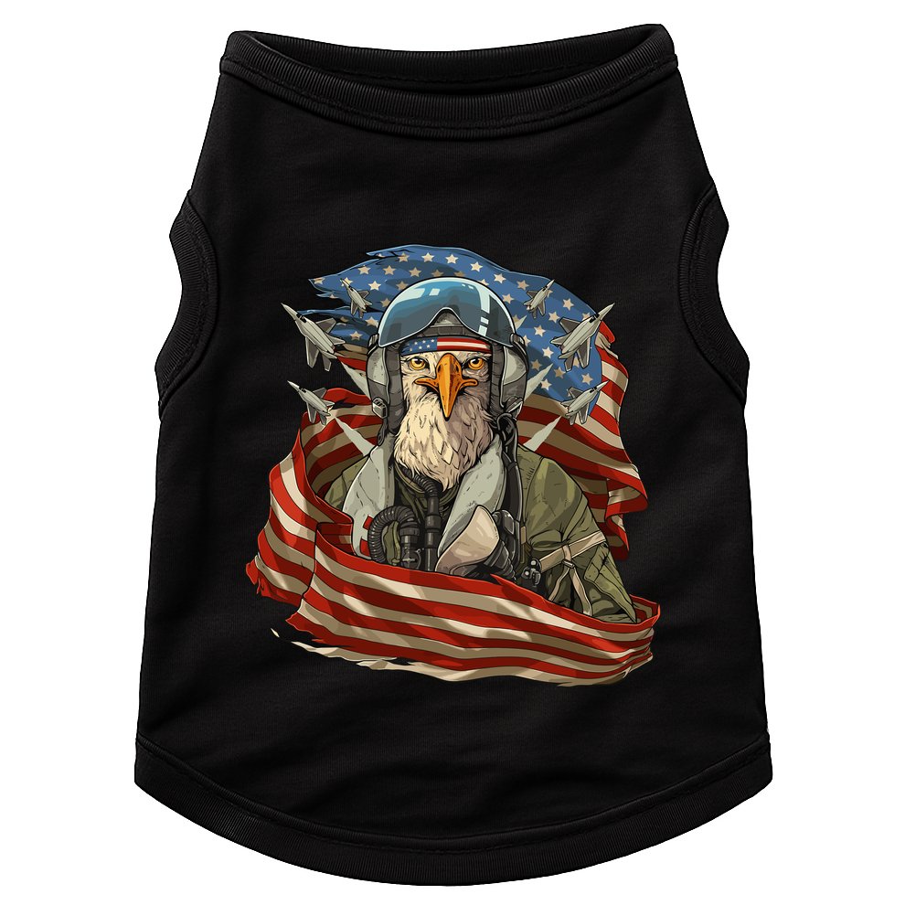 Patriotic American Eagle Fighter Pilot 4th Of July Doggie Tank