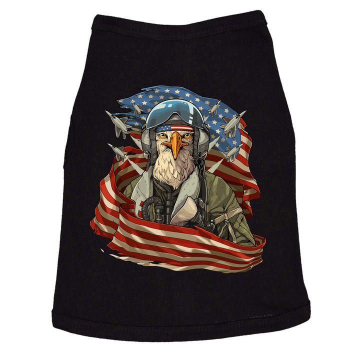 Patriotic American Eagle Fighter Pilot 4th Of July Doggie Tank