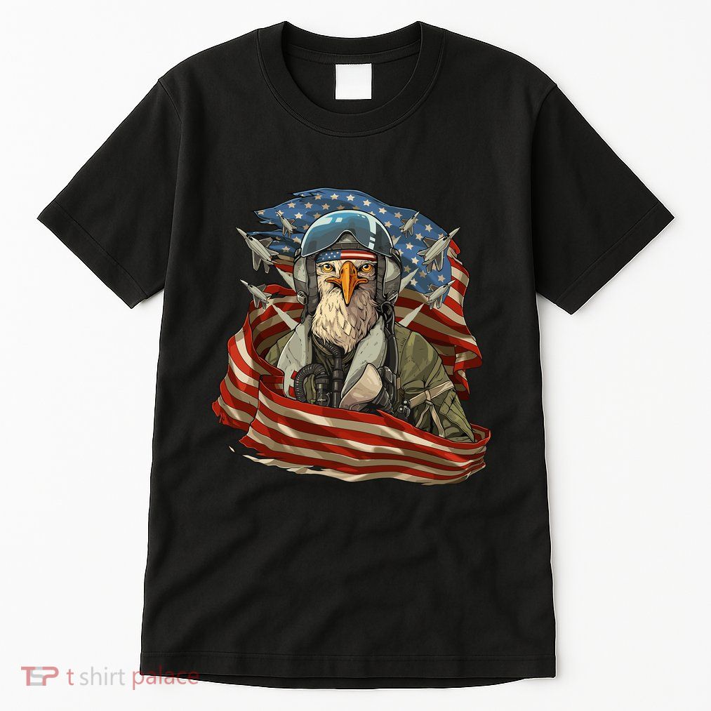 Patriotic American Eagle Fighter Pilot 4th Of July Tall T-Shirt