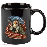 Patriotic American Eagle Fighter Pilot 4th Of July 11oz C Handle Ceramic Mug