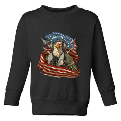 Patriotic American Eagle Fighter Pilot 4th Of July Toddler Sweatshirt