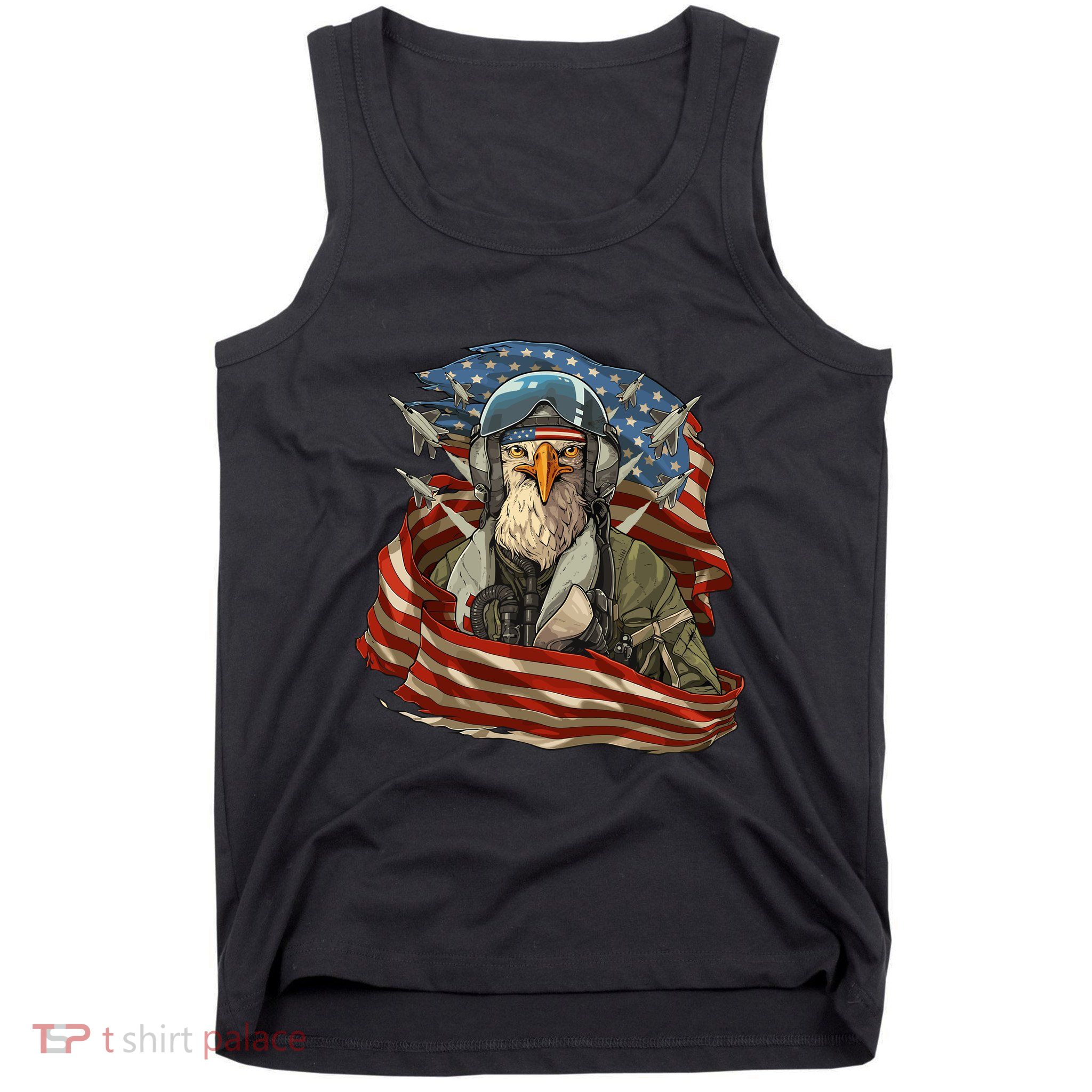 Patriotic American Eagle Fighter Pilot 4th Of July Tank Top