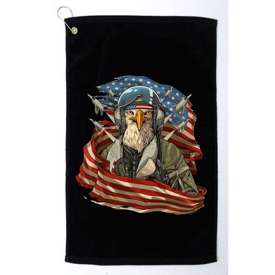 Patriotic American Eagle Fighter Pilot 4th Of July Golf Towel