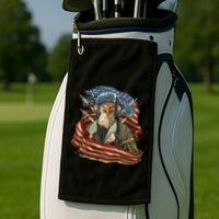 Patriotic American Eagle Fighter Pilot 4th Of July Golf Towel