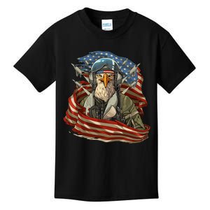 Patriotic American Eagle Fighter Pilot 4th Of July Kids T-Shirt