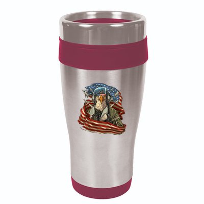 Patriotic American Eagle Fighter Pilot 4th Of July 16oz Travel Tumbler