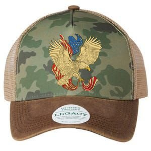 Patriotic American Eagle And United States Flag Legacy Tie Dye Trucker Hat