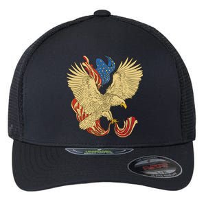 Patriotic American Eagle And United States Flag Flexfit Unipanel Trucker Cap