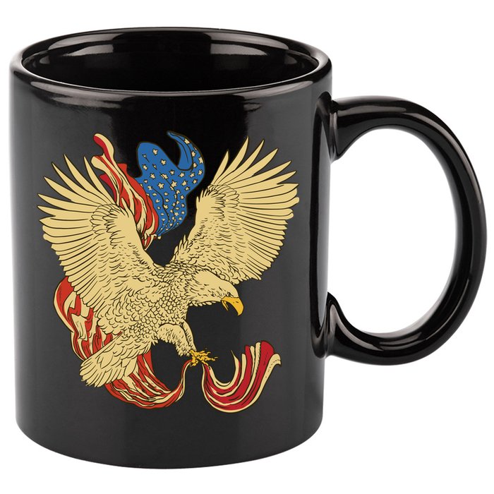 Patriotic American Eagle And United States Flag 11oz C Handle Ceramic Mug