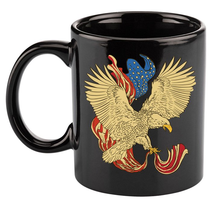 Patriotic American Eagle And United States Flag 11oz C Handle Ceramic Mug