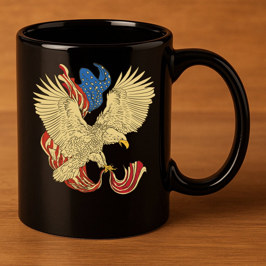 Patriotic American Eagle And United States Flag 11oz C Handle Ceramic Mug