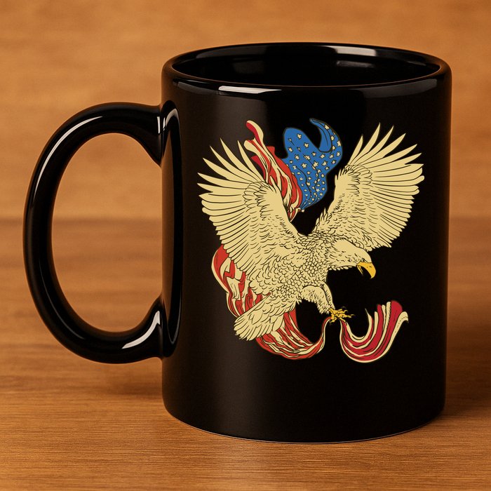 Patriotic American Eagle And United States Flag 11oz C Handle Ceramic Mug