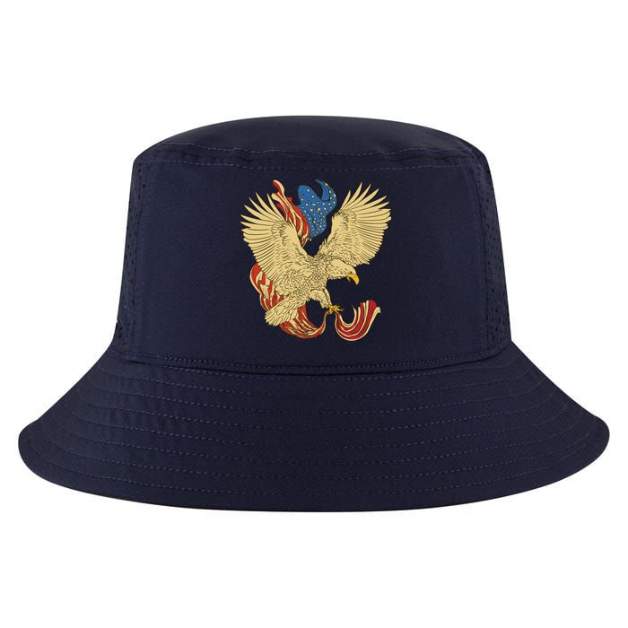 Patriotic American Eagle And United States Flag Cool Comfort Performance Bucket Hat