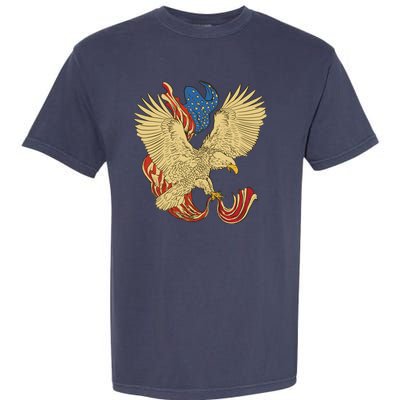 Patriotic American Eagle And United States Flag Garment-Dyed Heavyweight T-Shirt