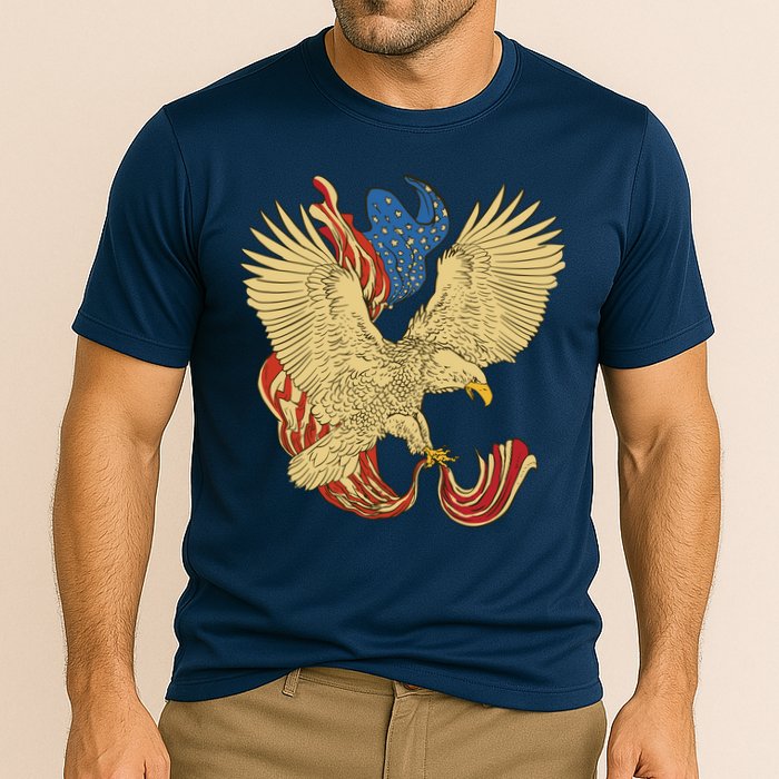 Patriotic American Eagle And United States Flag Cooling Performance Crew T-Shirt