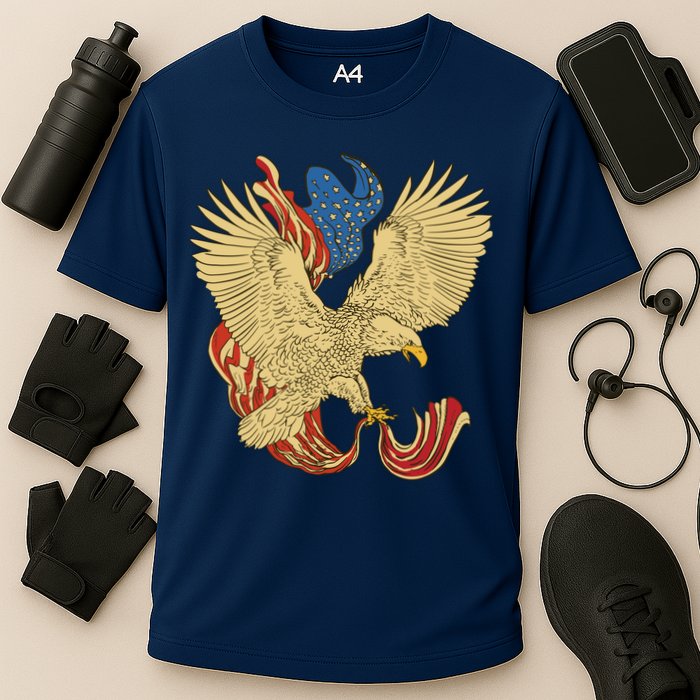 Patriotic American Eagle And United States Flag Cooling Performance Crew T-Shirt