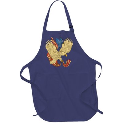 Patriotic American Eagle And United States Flag Full-Length Apron With Pockets