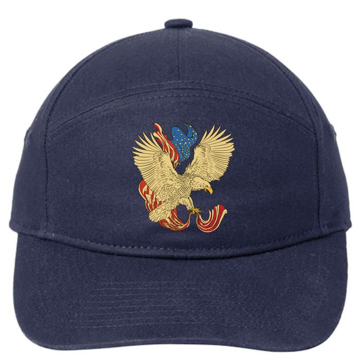 Patriotic American Eagle And United States Flag 7-Panel Snapback Hat