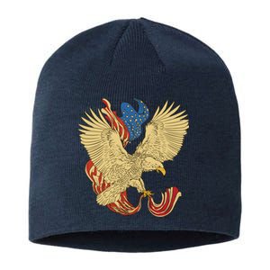 Patriotic American Eagle And United States Flag Sustainable Beanie