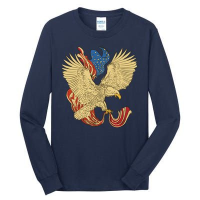 Patriotic American Eagle And United States Flag Tall Long Sleeve T-Shirt