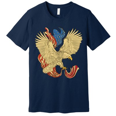 Patriotic American Eagle And United States Flag Premium T-Shirt