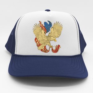 Patriotic American Eagle And United States Flag Trucker Hat