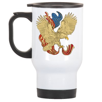 Patriotic American Eagle And United States Flag Stainless Steel Travel Mug