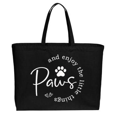 Paws And Enjoy The Little Things Cotton Canvas Jumbo Tote