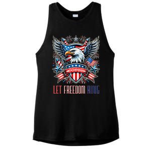 Proud American Eagle Let Freedom Ring Patriotic Design Ladies PosiCharge Tri-Blend Wicking Tank