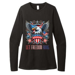 Proud American Eagle Let Freedom Ring Patriotic Design Womens CVC Long Sleeve Shirt