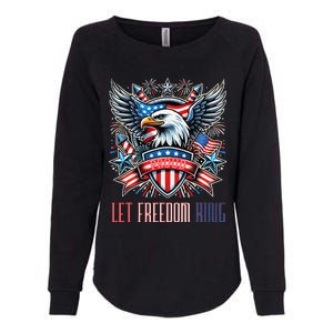 Proud American Eagle Let Freedom Ring Patriotic Design Womens California Wash Sweatshirt