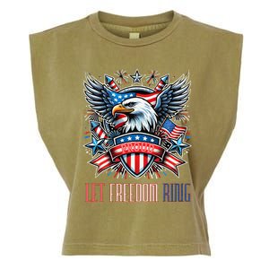 Proud American Eagle Let Freedom Ring Patriotic Design Garment-Dyed Women's Muscle Tee